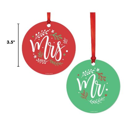 Round Metal Script Ornament, Mr / Mrs Image 2