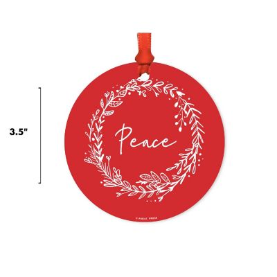 Round Metal Script Ornament, Peace Image 2