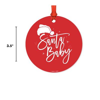 Round Metal Script Ornament, Santa Baby Image 2