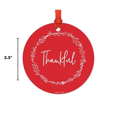 Round Metal Script Ornament, Thankful Image 2