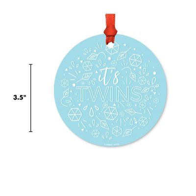 Round Metal Twins Blue Ornament Image 2