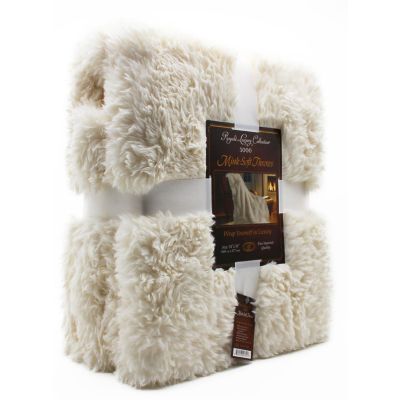 Royale Luxury Collection 3000 Faux Mink-Soft Throw 55" x 70", Ivory Image 1
