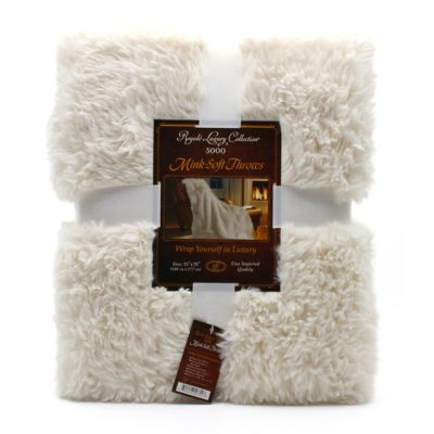 Royale Luxury Collection 3000 Faux Mink-Soft Throw 55" x 70", Ivory Image 2