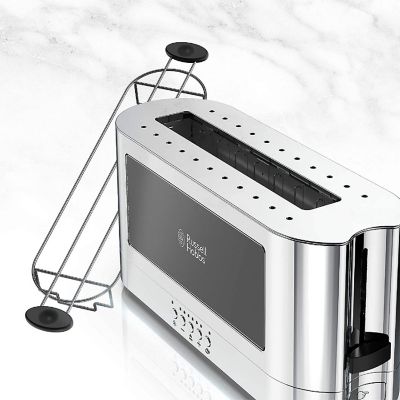 Russell Hobbs Glass Accented Long Toaster- Black and Stainless Steel- 2-Slice Slot Image 3