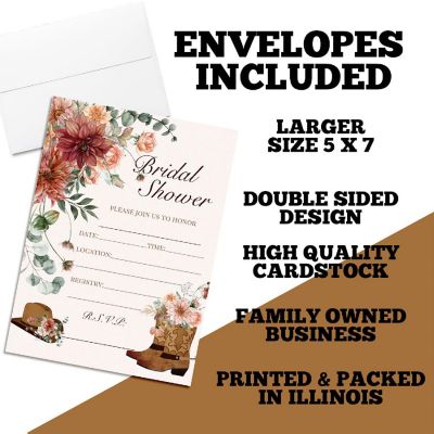 Rustic Cowboy Boots Bridal Shower Party Invitations Image 1