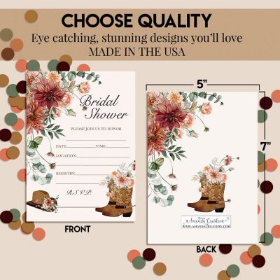 Rustic Cowboy Boots Bridal Shower Party Invitations Image 3
