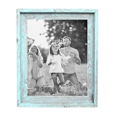 Rustic Farmhouse Signature Series 9 in. x 12 in. Robins Egg Blue Reclaimed Wood Picture Frame Image 1