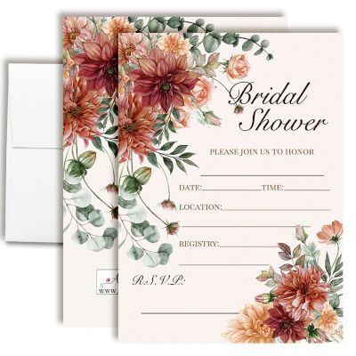 Rustic Floral Bridal Shower Party Invitations Image 1