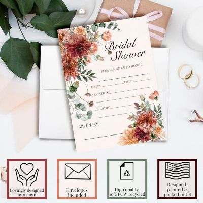 Rustic Floral Bridal Shower Party Invitations Image 2