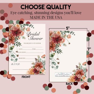Rustic Floral Bridal Shower Party Invitations Image 3