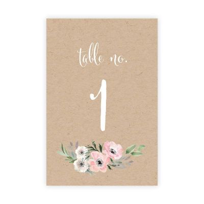 Rustic Floral Table Numbers 1-20 4x6 Image 1
