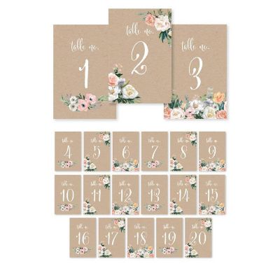 Rustic Floral Table Numbers 1-20 4x6 Image 1