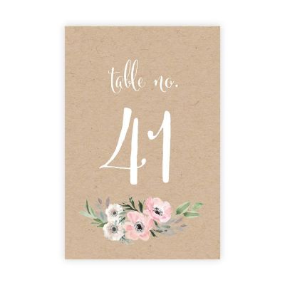 Rustic Floral Table Numbers 41-60 4x6 Image 1