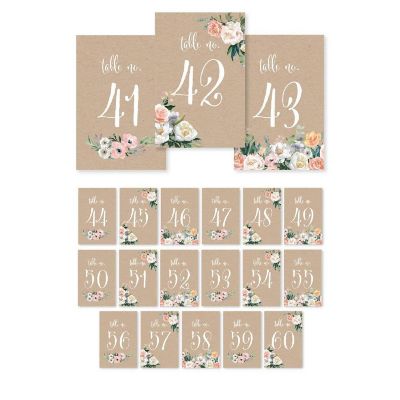 Rustic Floral Table Numbers 41-60 4x6 Image 1