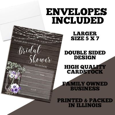 Rustic Mason Jar Bridal Shower Party Invitations Image 1