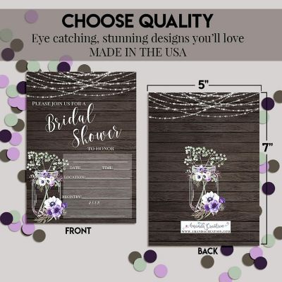 Rustic Mason Jar Bridal Shower Party Invitations Image 3