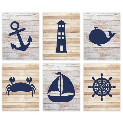 Rustic Nautical Whale Art 6Pk 8.5x11in Image 1