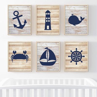 Rustic Nautical Whale Art 6Pk 8.5x11in Image 1