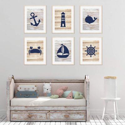 Rustic Nautical Whale Art 6Pk 8.5x11in Image 2