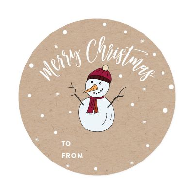 Rustic Snowman Christmas To/From Labels Image 3