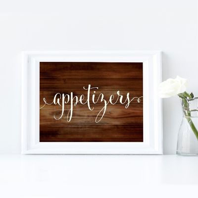 Rustic Wood Appetizers Sign - 8.5 x 11 Inch Image 1