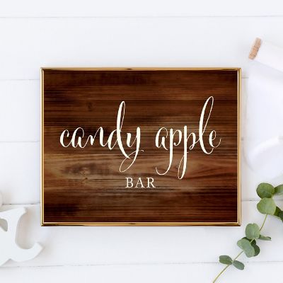 Rustic Wood Candy Apple Sign - 8.5 x 11 Inch Image 1