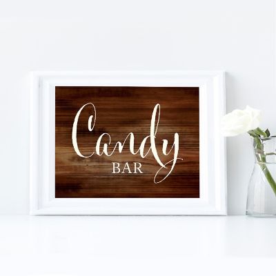 Rustic Wood Candy Bar Sign - 8.5 x 11 Inch Image 1