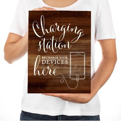 Rustic Wood Charging Station Sign 8.5x11 Image 2