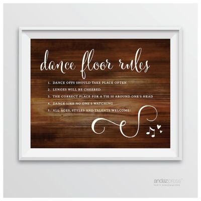 Rustic Wood Dance Rules Sign - 8.5 x 11 Inch Image 1