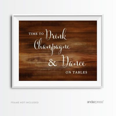 Rustic Wood Drink Dance Sign - 8.5 x 11 Inch Image 1