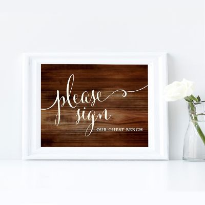 Rustic Wood Guest Bench Sign 8.5x11 Image 1