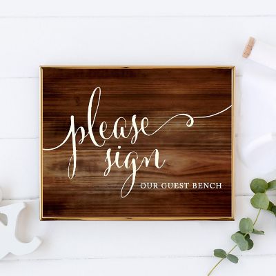 Rustic Wood Guest Bench Sign 8.5x11 Image 1
