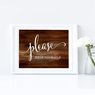 Rustic Wood Help Yourself Sign - 8.5 x 11 Inch Image 1