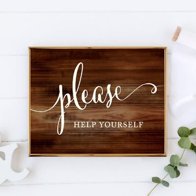 Rustic Wood Help Yourself Sign - 8.5 x 11 Inch Image 1