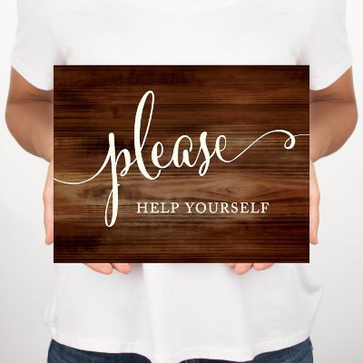 Rustic Wood Help Yourself Sign - 8.5 x 11 Inch Image 2