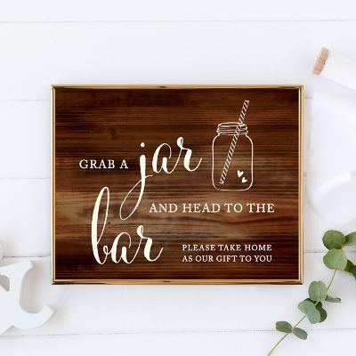 Rustic Wood Mason Jar Bar Sign 8.5x11 Image 1