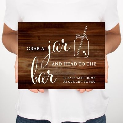 Rustic Wood Mason Jar Bar Sign 8.5x11 Image 2
