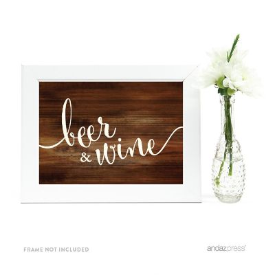 Rustic Wood Print Beer &amp; Wine 5x7 Image 1