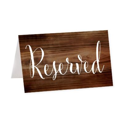 Rustic Wood Reserved Table Tent Cards Image 1