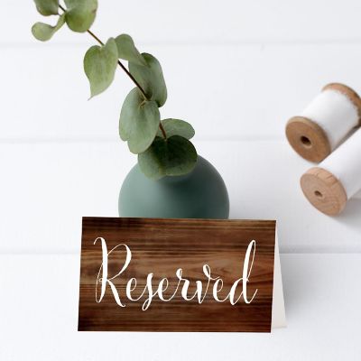 Rustic Wood Reserved Table Tent Cards Image 1