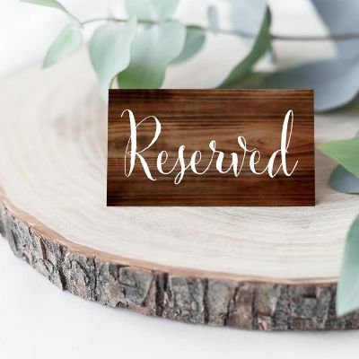 Rustic Wood Reserved Table Tent Cards Image 2