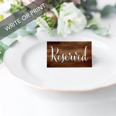 Rustic Wood Reserved Table Tent Cards Image 3