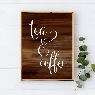 Rustic Wood Tea Coffee Sign - 8.5 x 11 Inch Image 1