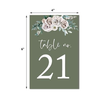 Sage Floral Table Numbers 21-40 4x6 Image 1