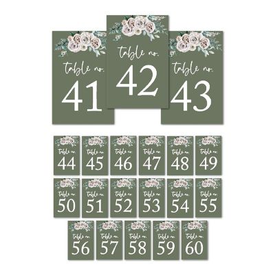 Sage Floral Table Numbers 41-60 4x6 Image 1