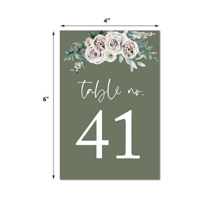 Sage Floral Table Numbers 41-60 4x6 Image 1
