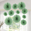 Sage Green Hanging Tissue Paper Fans - 12 Pc. Image 2