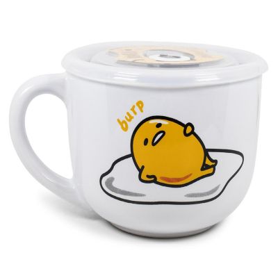 Sanrio Gudetama "Late Night Snack" Ceramic Soup Mug With Vented Lid  24 Ounces Image 1