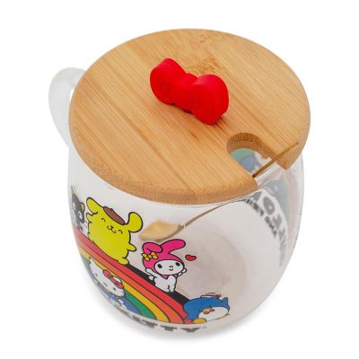 Sanrio Hello Kitty and Friends Rainbow Glass Mug With Lid and Spoon Image 2