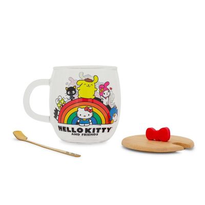 Sanrio Hello Kitty and Friends Rainbow Glass Mug With Lid and Spoon Image 3